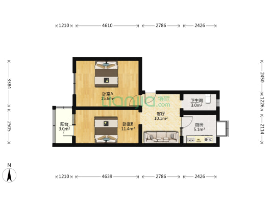 大兴楼 2室1厅1卫 67平方