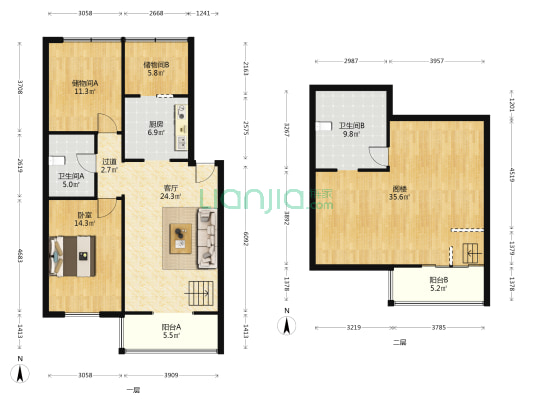 隆鹏园 1室1厅2卫 74平方