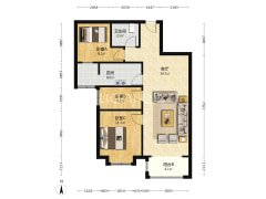 高铁通勤三居，业主急售精装两居，拎包入住-涿州华融现代城户型图