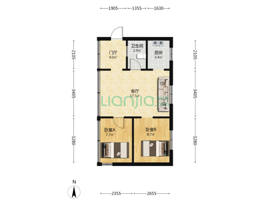 胜利南路 2室1厅1卫 67平方
