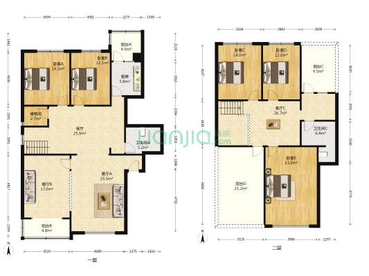 盛达花园 5室4厅2卫 233平方