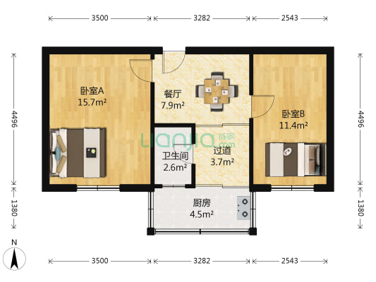 惠民北南巷农机局宿舍 2室1厅1卫 58平方