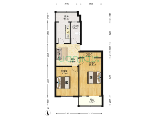 千峰南路建行宿舍 2室1厅1卫 67平方
