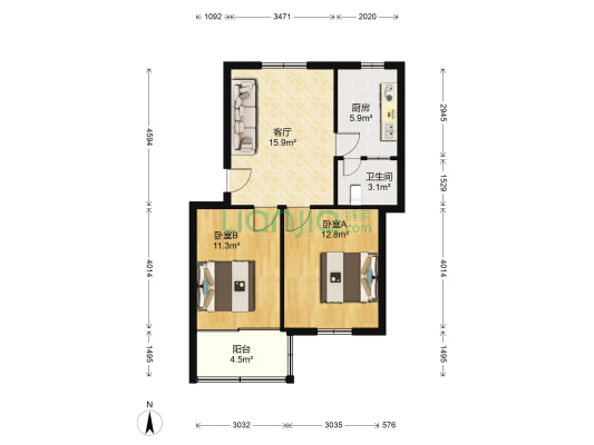 腾飞新村 2室1厅1卫 62平方