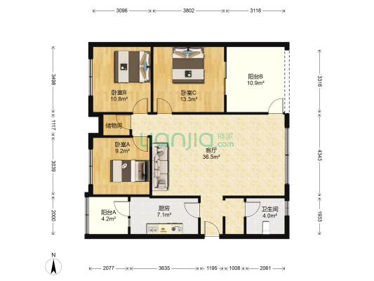 三和水城之星 3室1厅1卫 118平方