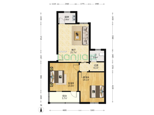 辽吴公房 2室1厅1卫 76平方