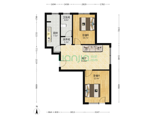 富泰家园二期 2室1厅2卫 83平方