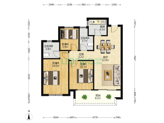 四季华庭 3室1厅2卫 97平方