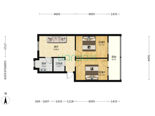 信江西路55号 2室1厅1卫 76平方