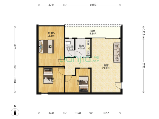 石狮社区 3室1厅1卫 93平方