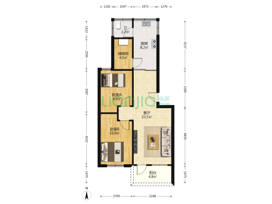口岸一街五号 2室1厅1卫 72平方
