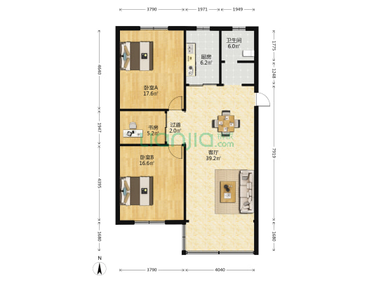 北苑新村 3室1厅1卫 106平方