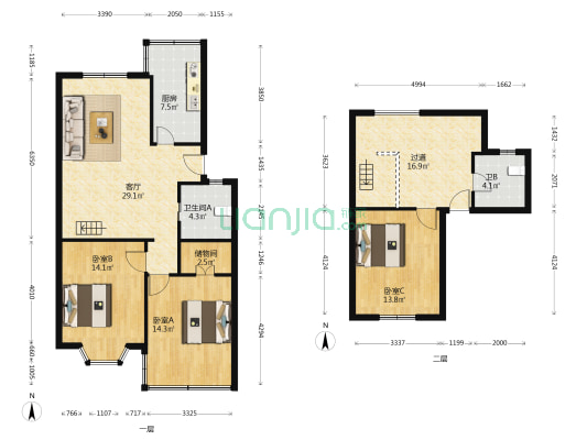 灵峰小区西区 3室1厅2卫 131平方