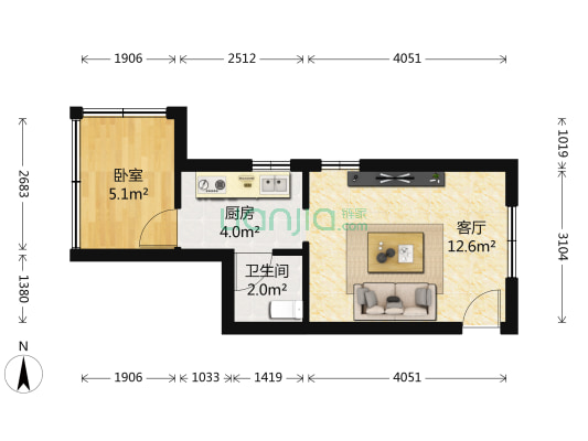 郭村小区 1室1厅1卫 31平方