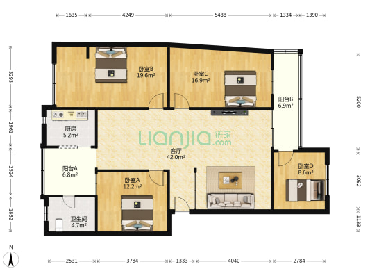 上大南街53号 4室1厅1卫 108平方
