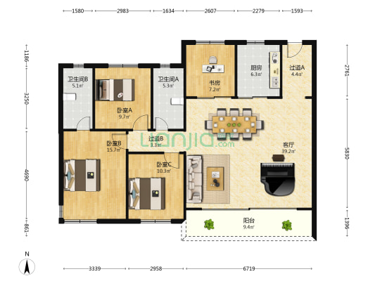 恒基旭辉铂悦园著 4室1厅2卫 140平方