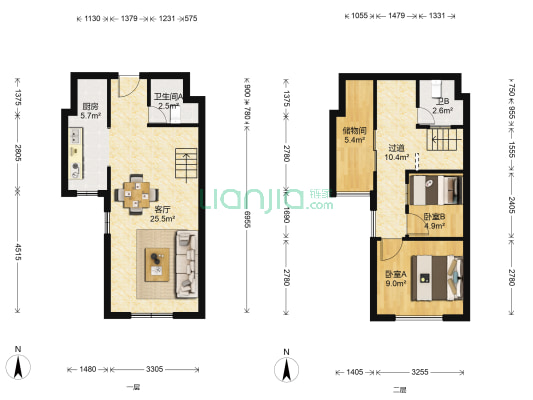 红星生活小镇 2室1厅2卫 50平方