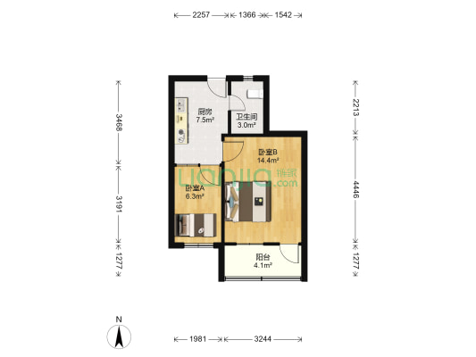 迎凤社区 2室0厅1卫 39平方