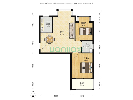 彩虹雅苑 2室1厅1卫 83平方