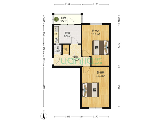 十九街区 2室0厅1卫 58平方