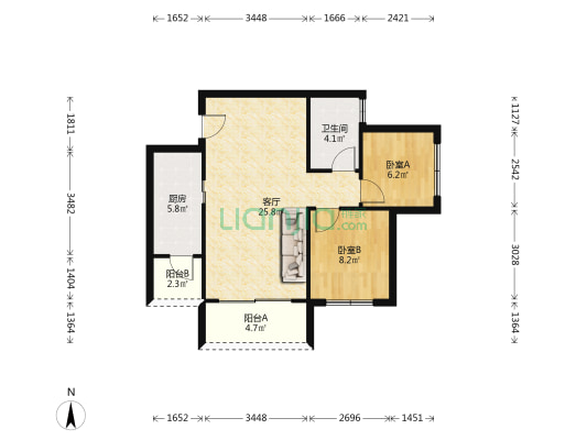 招商愉樾 2室1厅1卫 70平方