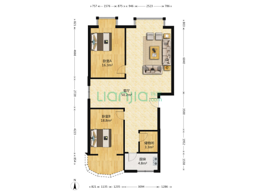 万和阳光城 2室1厅0卫 144平方