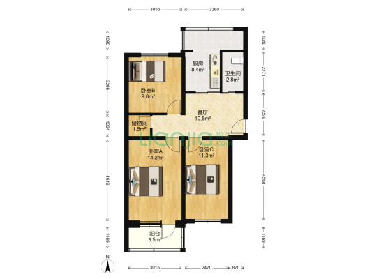 站前路11号 3室1厅1卫 77平方