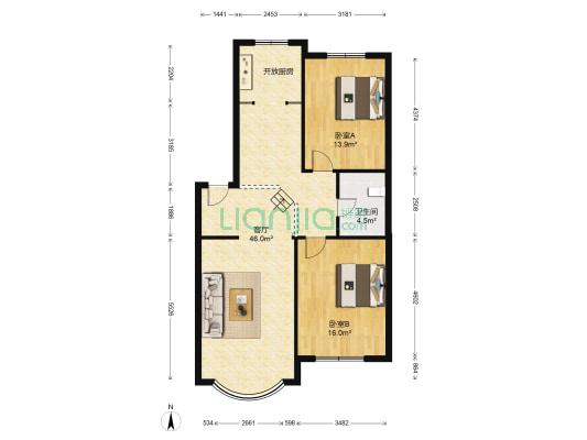 叠彩人家 2室1厅1卫 101平方