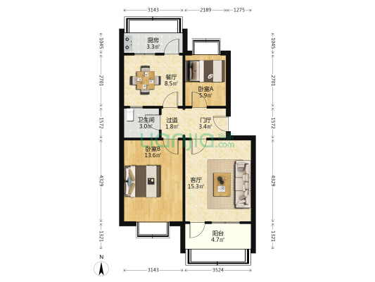 淄建第三生活小区 2室2厅1卫 73平方