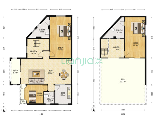 康富花园十一期海涛居 3室1厅3卫 118平方