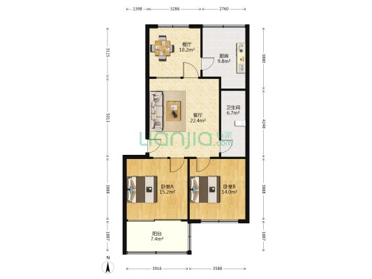 农行家属院 2室2厅1卫 98平方