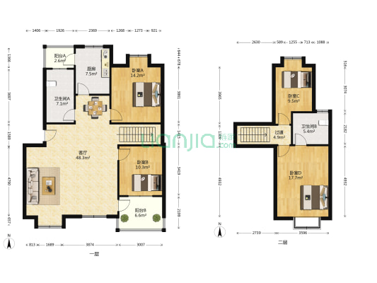 名流人和天地一期 4室1厅2卫 152平方