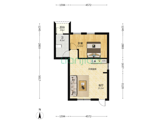擎天华府 1室1厅1卫 50平方