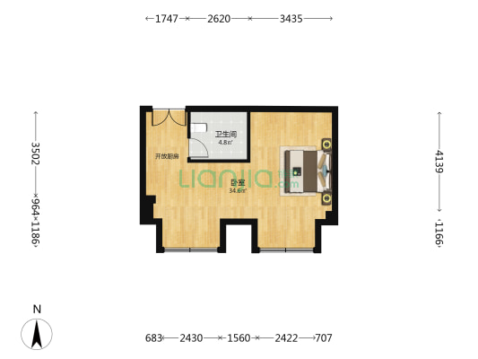 牛栏山恒华西街1号院 1室0厅1卫 68平方