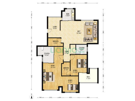 嘉鸿清晖园 3室1厅2卫 153平方