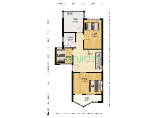 向阳东区 3室1厅1卫 78平方