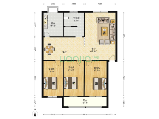 西景佳苑 3室1厅1卫 141平方