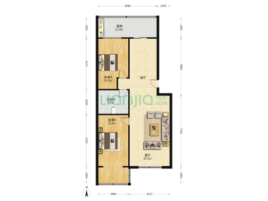 隆礼小区 2室1厅1卫 122平方