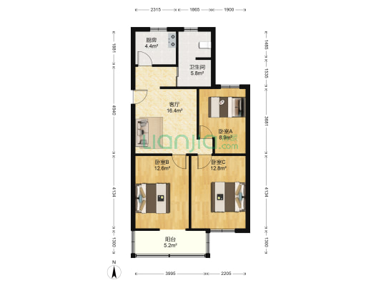 罗兰德小区 3室1厅1卫 81平方