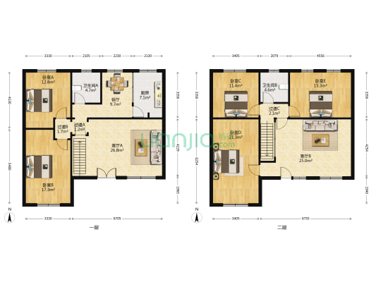 桥东区桃园镇守信街居民住宅小区 5室3厅2卫 243平方