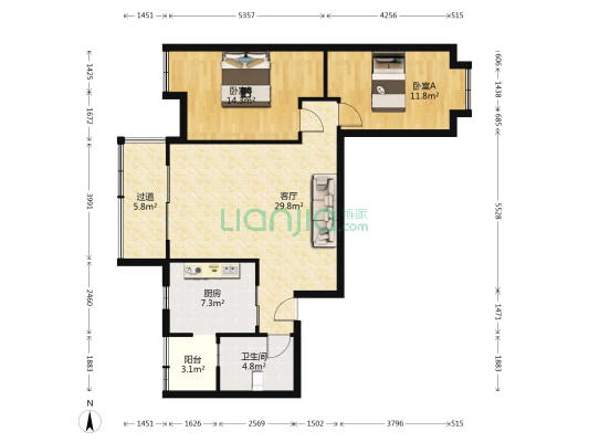 香诗美林 2室1厅1卫 89平方