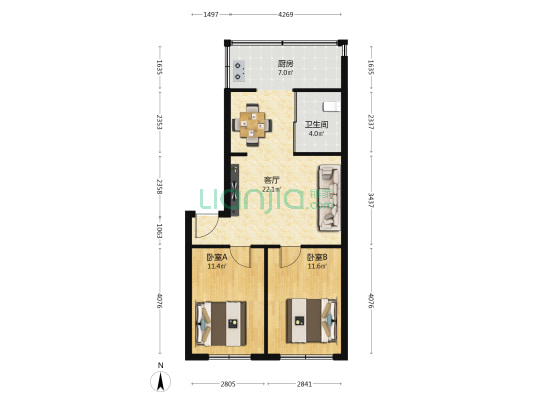 大格社区 2室1厅1卫 72平方