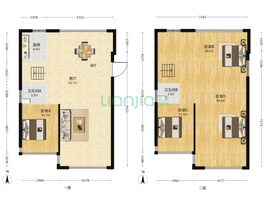 融湾甲第 4室1厅2卫 136平方