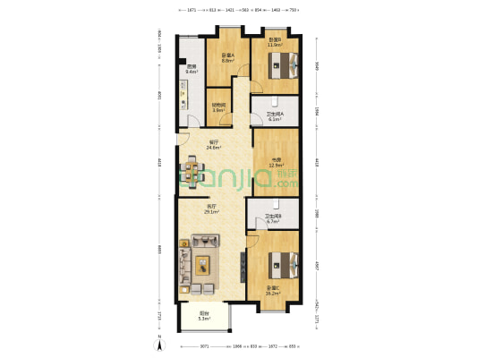 新世界家园 4室2厅2卫 175平方