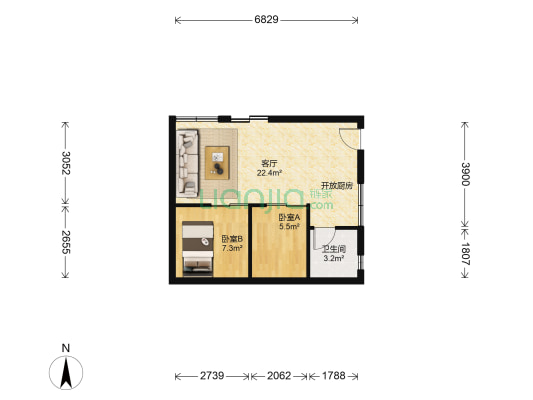 云东花园 2室1厅1卫 50平方