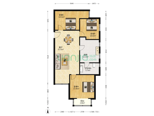 三宝花苑 3室1厅1卫 130平方