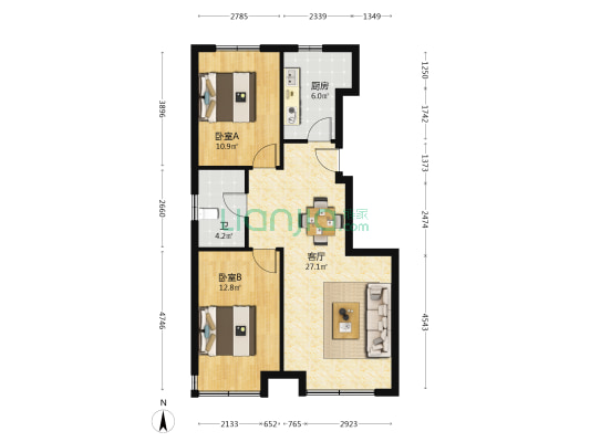 润德·華城 2室1厅1卫 86平方