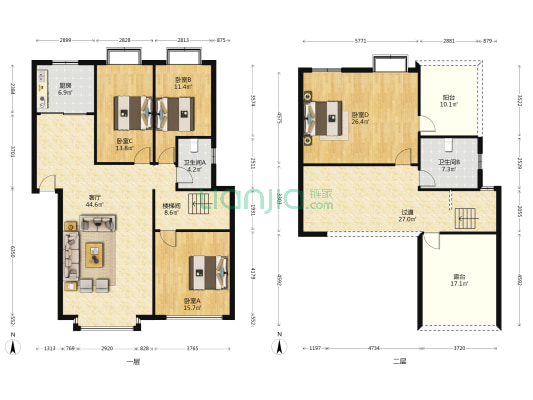 竹苑 4室1厅2卫 179平方