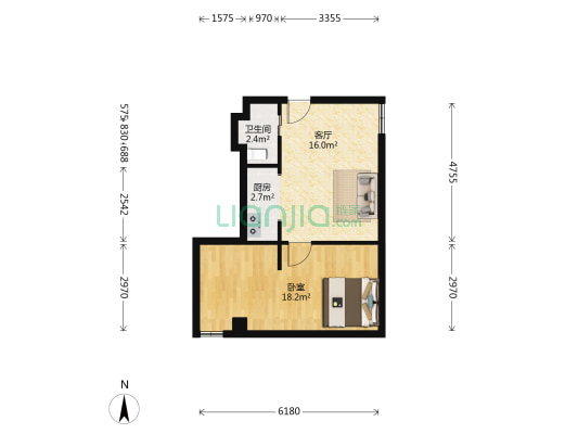 汇龙居 1室1厅1卫 47平方