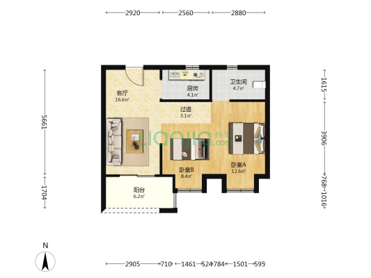 新骆盛府 2室1厅1卫 72平方
